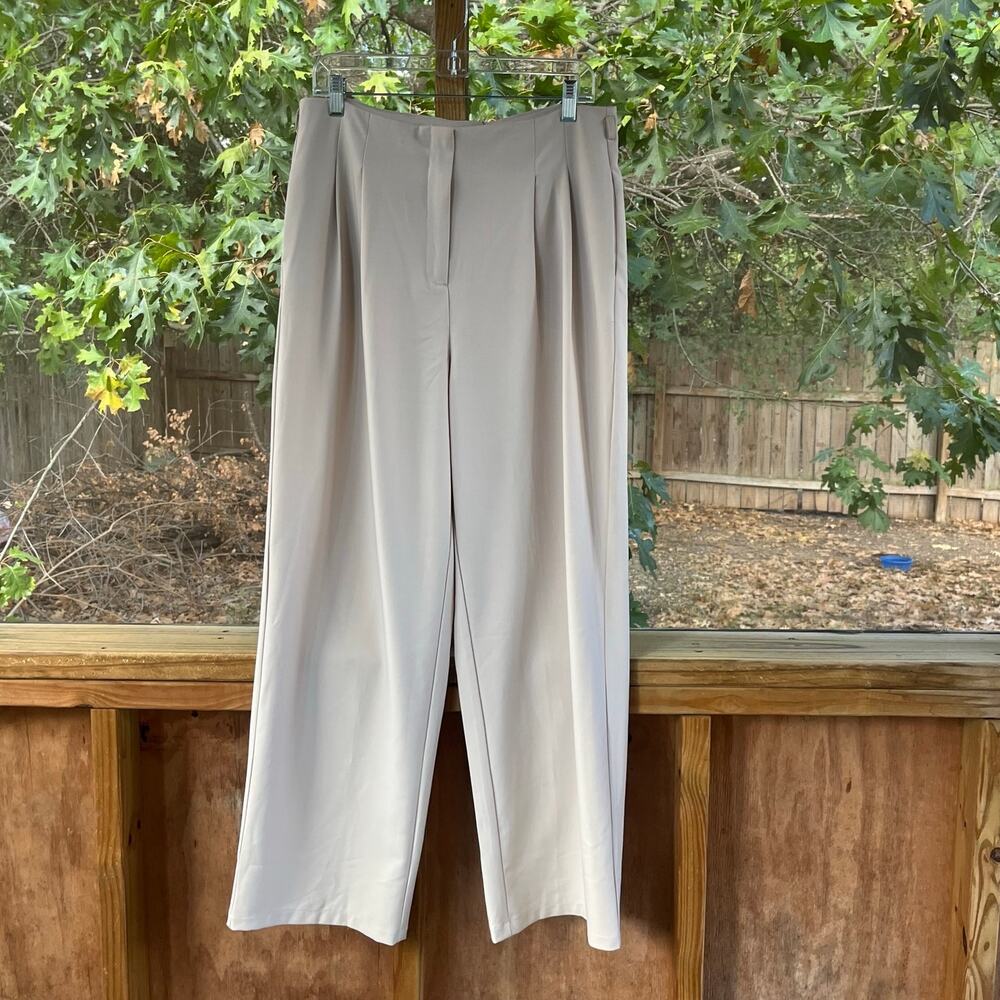 Have Los Angeles Women's Wide Leg High Waisted Pants Cream Size L